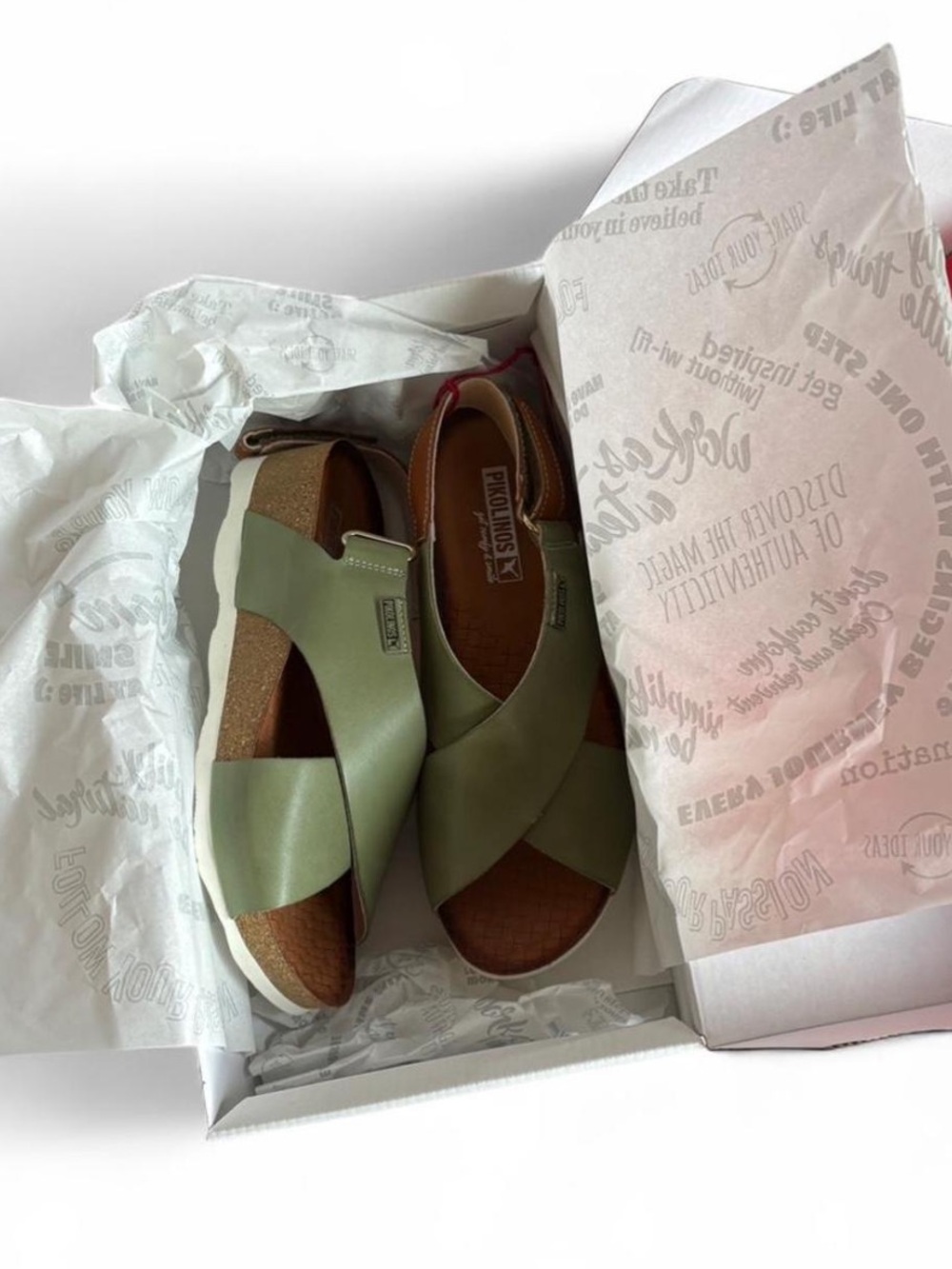 PIKOLINOS Olive Green and Brown Crossband MAHON Wedge Sandals - Picture 3 of 8